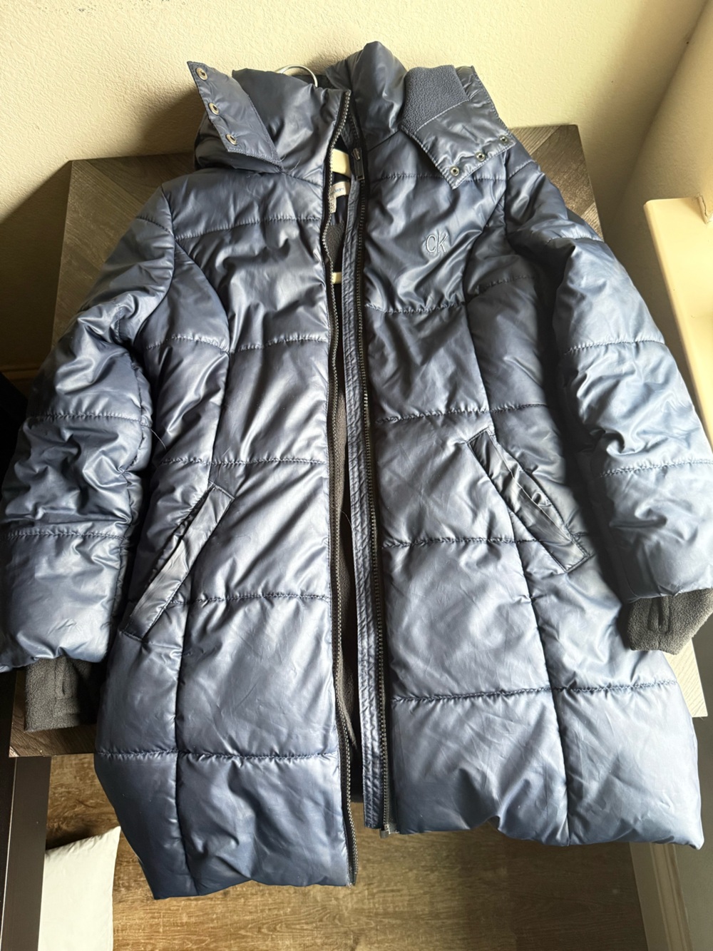 Calvin Klein Dark Navy Quilted Puffer Coat